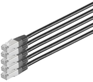 Kabelbude.eu Patchkabel Netzwerkkabel Ethernet LAN Kabel Cat 6 S/FTP PIMF Halogenfrei 250 MHz Schwarz 0,25m 5er Pack