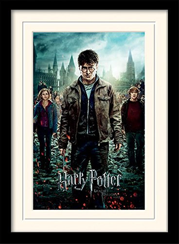 Harry Potter 1art1 Poster Les Reliques De La Mort, Partie 2, Harry, Ron, Hermione Affiche Encadrée avec Passe-Partout Élégant | Images Murales | dans Un Cadre Photo 40x30 cm