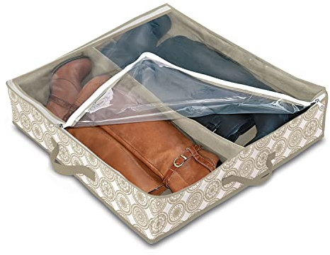 Domopak Living 8001410074300 Case Boots 2 Compartments, Plastic, white, beige, 50 x 60 x 12 cm