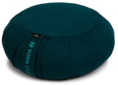 Yoga Studio EU Round Zafu Meditation Cushion | Organic Cotton | Buckwheat Hulls | Removable Washable Cover | Carry Handle