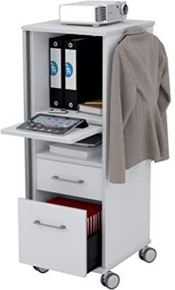 ROCADA Mobiler Arbeitsplatz grau freistehend kompakt mit Stahlgestell | flexibel nutzbar, platzsparende Stellfläche, robuste Stahl-Melamin-Konstruktion, ideal für Büro & Homeoffice