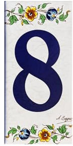 CHIFFRE 8 NUMERO DE PORTE EN CERAMIQUE DECORATION MOUSTIER