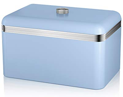 Swan SWKA1010BLN Blue Retro Bread Bin, Color-Coated Iron