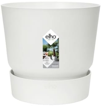 elho Greenville Rund 25 Blumentopf für Außen - Selbstbewässerungstopf - 100% recyceltem Plastik - Ø 24.5 x H 23.3 cm - Weiß/Weiss