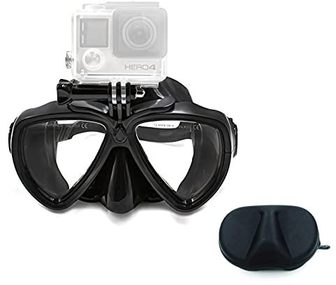 Patalachi Schnorchel-Set für Action-Kameras, Silikon, Tauchglas, trockene Oberseite, stoßfest, gehärtetes Glas, Panorama-Freetauchmaske mit Silikon-Mundstück für GoPro, SJCAM, Eken, Akaso, Campak