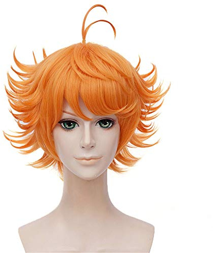 LanTing The PROMISED NEVERLAND Emma Orange Short cosplay perücke Frau kurz cosplay Wig perücke karneval fasching Halloween Party