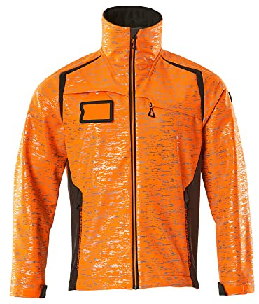Mascot 19202-291-1418 Accelerate Safe Moderne Passform Atmungsaktiv Winddicht und Wasserabweisend Zweifarbig Soft Shell Jacke, Hi-Vis Orange/Dunkelanthrazit, L Größe