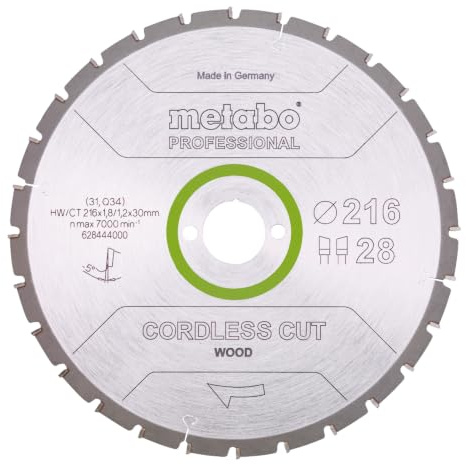 METABO 628444000 - Hoja de sierra CordLess Cut Professional 216x30 mm dientes 28 WZ 5° negativo