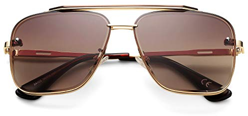 COASION Vintage Tony Stark Sonnenbrille Polarisiert Übergroße Quadratische pilotenbrille für Damen Herren (A4 Gold/Gradient Brown)