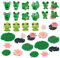 Gukasxi 32 Stück Niedlichen Frosch Miniaturfiguren, Mini-Garten Ornament, Garten Miniatur Moos Landschaft, DIY Craft Zubehör Für Frosch Kuchen Topper, Dekorative Ornamente Für Auto Armaturenbrett