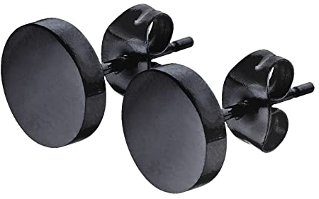 SMYKKO® OKOLI SILEA - Fake Plug Ohrstecker | Edelstahl Ohrringe für Männer & Frauen | Edelstahl | Modischer Ohrschmuck | Tunnel | Fakeplugs | RUND (Schwarz)