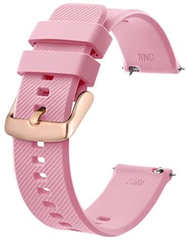 BISONSTRAP Uhrenarmband 18mm, Silikon Uhrenarmbänder mit Schnellverschluss für Männer Frauen (Rosa, Roségoldene Schnalle)