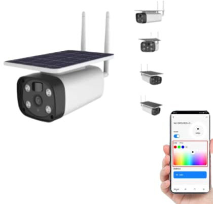 Jandei - Cámara Bullet Solar WiFi, 1080p. Compatible con Tuya Smart App. Detección de Movimiento, Visión Nocturna Infrarrojos y Color, Audio bi-direccional.