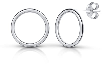 Amberta Damen Minimalistische Ohrstecker aus 925 Sterling Silber: Silberne Ohrstecker mit Großem Umfang