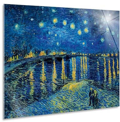Giallobus - Impression sur toile - Vincent Van Gogh - Nuit étoilée sur le Rhône - Verre acrylique - 50L x 35l cm - Tableaux modernes pour la maison