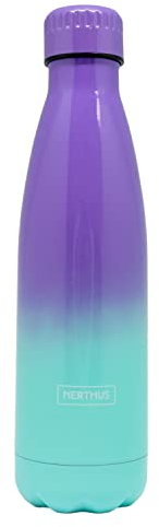 NERTHUS FIH 904 Botella Doble Pared Diseño Degradado 500 ml Acero Inoxidable Acuarela Termo Doble Pared para Fríos y Calientes