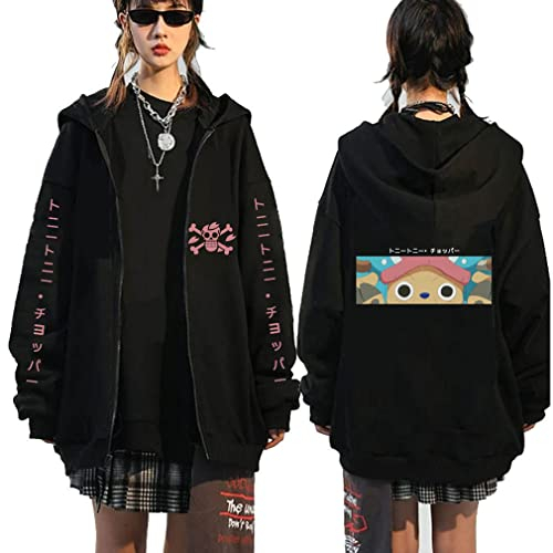 One Piece Hoodie Zip Up Luffy Zoro Chopper Cosplay Hooded Pullover Hoodies Jacket Zipper Sweatshirts Hooded Jacket,005B,XL1
