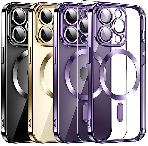 DOSNTO Magnetic Clear für iPhone 14 Pro Max Hülle mit MagSafe Original iPhone Außenseite Integrierte Kameraabdeckung Silikonhülle Schlank dünn Nicht vergilbend Anti-Fingerabdrücke Kratzer Kabelloses L