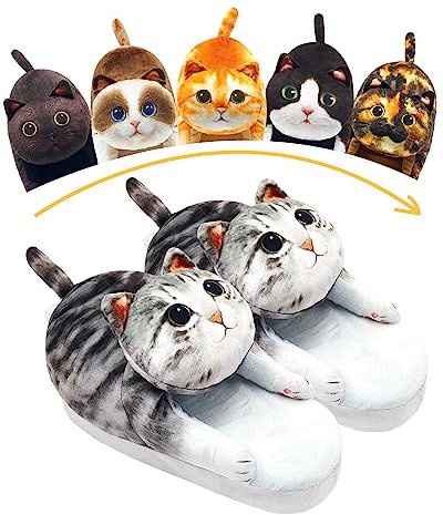 Openhahaha Zapatillas De Casa Mujer AlgodóN, Pantuflas Hombre, Invierno Gato Slippers,Chinelos Mulheres Antideslizantes CóModa, Original Regalos Para Mujer,Amantes De Los Gatos,CumpleañOs/Navidad