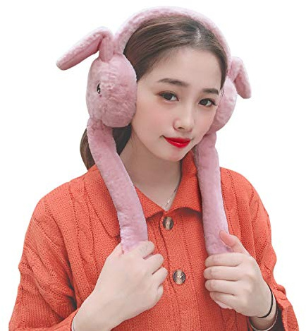 Bunny Earmuffs - Soft Fluffy Faux Fur Ear Warmers - Novelty Winter Warm Earmuffs - Funny Rabbit Earflaps Ears Protector for Women Girls