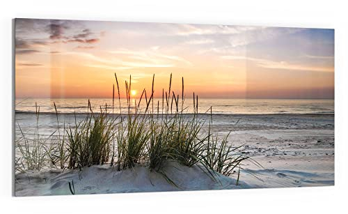 DEQORI Glas-Magnettafel | 100x50 cm groß | Motiv Sonnenuntergang am Strand | Memo-Board aus Glas | Magnetboard inkl. Magnete, Stift & Tuch für Küche & Büro | Tafel magnetisch & beschreibbar