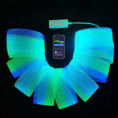 FOPLIT LED Fiber Optic Mesh Light Kits with Battery Pack for Party Halloween Christmas Decorations - Fibre Optical Netting Light Up Dresses Ceiling Trees (6.6 Yards (6 Meters) Mesh)