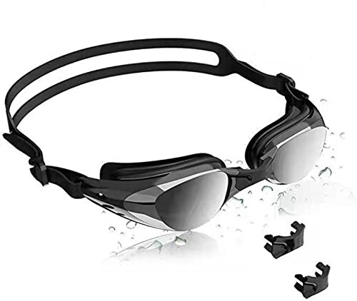 SIXIUDIA Mirror Unisex-Schwimmbrille für Erwachsene，Schwimmbrille mit Breiten Gläsern, Selbstjustierender Nasensteg, Orbit-Proof Dichtungen，UV-Schutz,