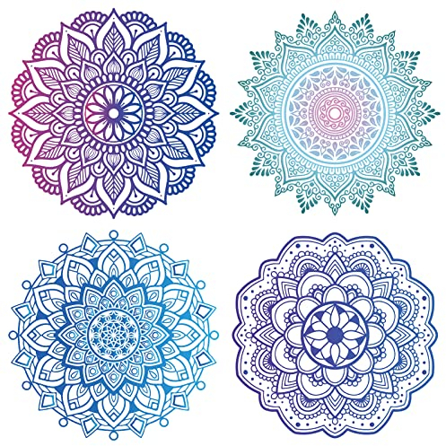 GORGECRAFT 4 Stile Mandala Fenster Klammern Nicht klebende Blume des Lebens statische Schiebetür Aufkleber wasserdichte Frühling Fenster Film verhindern Vögel vom Schlagen Schlafzimmer Badezimmer