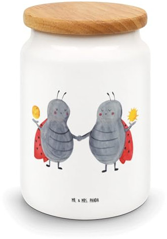 Mr. & Mrs. Panda Vorratsdose Sternzeichen Zwilling - Geschenk, gebäckdose, zuckerdose, Marienkäfer, Teedose, Glückskäfer, Keksdose, Zwillinge, Zwillingsschwester, Frischhaltedosen, Geburtstag Mai