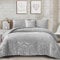 Grey Metallic Silver Duvet Cover Set with 2 Pillowcases Soft Microfiber Geometric Striped Bedding Set,King Size 220x230 cm