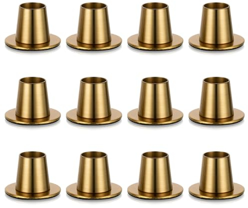 NUPTIO Brass Candlestick Holder Metal: 12 Pcs Bulk Taper Candlesticks Holders for Tapered Candles Gold Small Candle Stick Holder Centrepieces Candleholders for Wedding Thanksgiving Decor