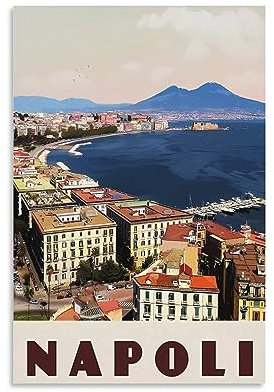 Napoli Italien, Vintage-Reiseposter, 20 x 30 cm, Leinwanddruck für Wohnzimmer, Schlafzimmer, Wohnheim, Zuhause, Büro, Wanddekoration