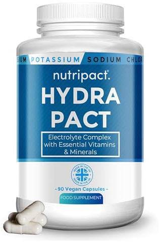 Hydra Pact Electrolyte & Hydration Capsules 16-in-1 Complex - Added Vitamins & Minerals - Keto, Fasting & Running Electrolytes -Zero Calories & Sugar Free - 90 Vegan Pills (not Tablets) - Nutripact