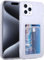AMPLE Case for iPhone 15 Pro, Liquid Silicon Back Card Holder Phone Case, Ultra Slim Soft TPU Shockproof Case with Card Slot, Card Holder Sleeve, Wallet Card for iPhone 15 Pro (Clear)