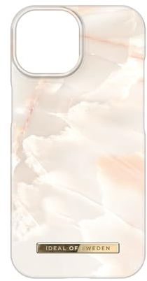 IDEAL OF SWEDEN Bedruckte Handyhülle, niedliches buntes Muster, schützende Abdeckung aus Hartplastik mit Mikrofaserfutter für das iPhone. Kompatibel mit iPhone 15 (Rose Pearl Marble)