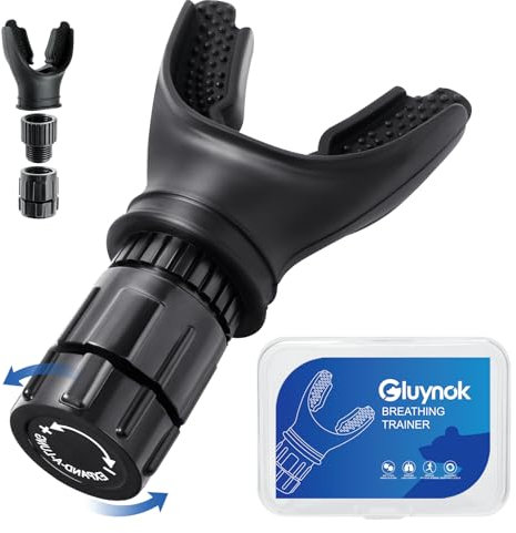 enttgo Dispositivo portátil de entrenamiento respiratorio, entrenamiento muscular respiratorio, mejora la capacidad respiratoria, fácil de limpiar, resistencia ajustable, ajustable a diferentes