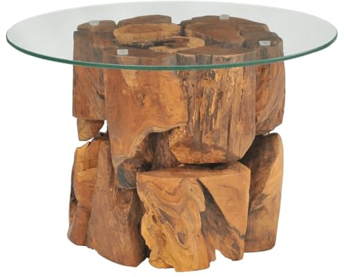 CKioict Wohnzimmertisch Modern Betttisch Sofatisch Couchtisch Massivholz Teak Treibholz 60 cmGeeignet für Wohnzimmer, Kaffeehaus, Hotel