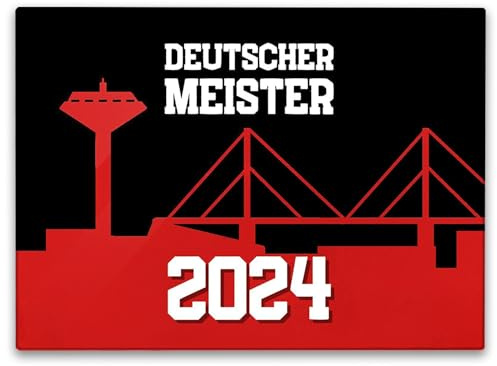 Leverkusen Schneidebrett in 39x28cm Glas mit Spruch Deutscher Meister 2024 Fußball-Enthusiasten aufgepasst Leverkusen-Fan Fanartikel NRW Liga Ehren Ein Traum von der