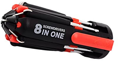dijiusidy 8 in 1 Multi Screwdriver LED Flashlight Light Up Torch Folding Hex Battery Powered Repair Tool for Car Outdoor