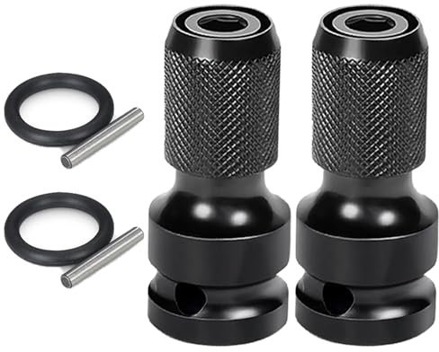 2PCS Juttzzei Impact Wrench Adapter, 1/2 Square Drive to 1/4 Hex Shank Socket Adapter, CR-V Steel 1/2 to 1/4 Inch Impact Driver Socket Quick Release Chuck Converter for Impact Driver Ratchet Wrench