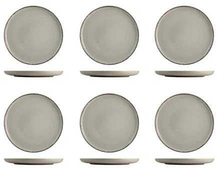 H&H Pearl, Set 6 Piatti frutta, 19 cm, in porcellana, grigio