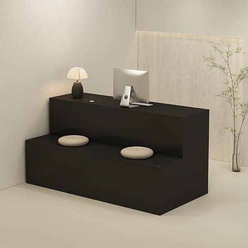 BAYTEWJX Große Empfangstheken Laden-Theke Verkaufstheke Büromöbel Rezeptionsmöbe Messetheke Stehpult Abschließbare Schubladen und Schränke Geeignet für Produktpräsentationen Werbeaktionen.(Nero)