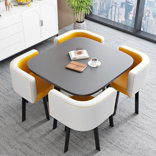 ZYZSY Esstisch Mit 4 Stühlen Set, Besprechungstisch mit Stühlen, Tisch-Stuhl-Kombination für den Empfang Büro-Empfangsraum, für Wohnzimmer, Esszimmer