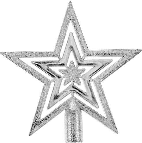 Christbaumspitze Stern Verzierung, Weihnachtsbaumspitze Glitzer-Stern, Christbaumschmuck & Weihnachtsbaumschmuck (Silber)