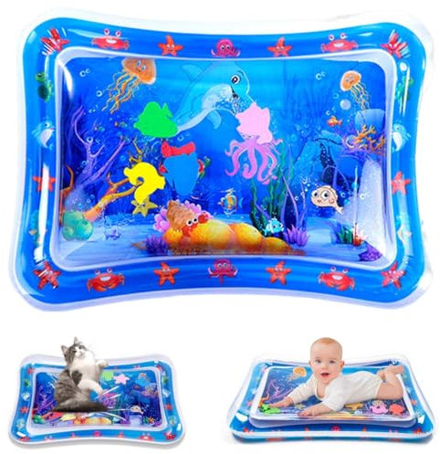 Tapis d'eau pour chat, Tapis Eveil Eau pour Animal de Compagnie, Tapis De Refroidissement Gonflable pour Chat, Tapis De Jeu Sensoriel pour Chats, Tapis Eveil Eau Chat sur Le Thème De L'océan