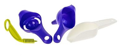 Tupperware Küchenhelfer Set Tricher + Eitrenner + Mehlschaufel + Drehspirale (inkl. 1x Magnet-Raupe)