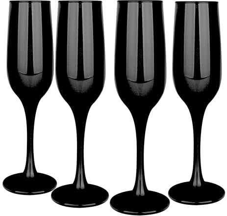 Glasmark Krosno Lot de 4 s à mousseux 0,2 l s à champagne Prosecco s à champagne s à champagne s à mousseux s à Noir 4 x 200 ml