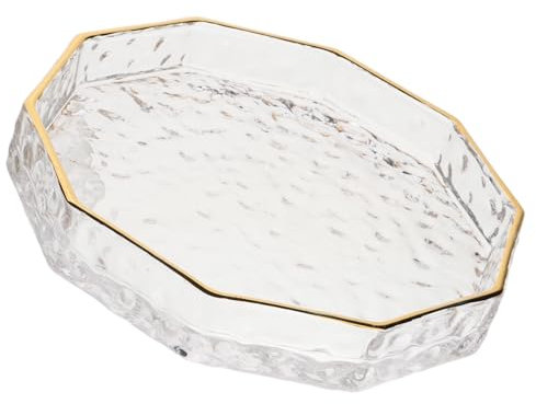 TOPBATHY Gold-Edged Glass Tray - Nordic Style Decorative Serving Plate for Fruits Snacks and Dry Fruits Small Dish for Elegant Home Decor