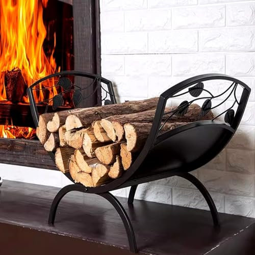 ABNNHK Outdoor Fireplace Firewood Rack Metal Fireside Wood Storage Racks, Log Stacker for Porch Deck Backyard, Outdoor Camping Firewood Container, Decorative Fireplace Accessories