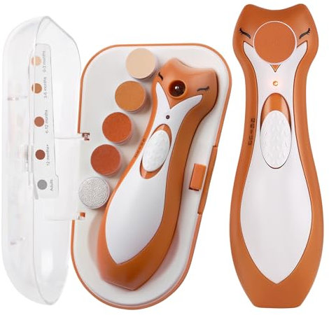 haakaa Baby Nail Trimmer Electric with Filling Pads, Clever Fox Nail Care Set for Comfortable Grip, Baby Nail Clippers for Newborn/Infants/Adults, Pressure-Activated System & Portable Case